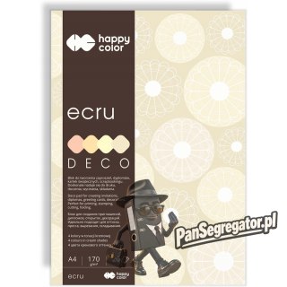 Blok z papierem barwionym A4 20k 170g 4 kolory DECO ECRU HA 3717 2030-092 HAPPY COLOR