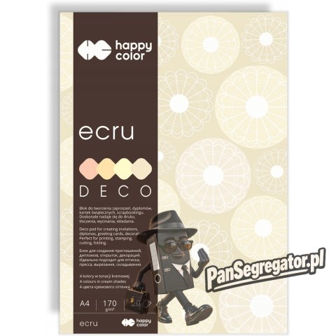 Blok z papierem barwionym A4 20k 170g 4 kolory DECO ECRU HA 3717 2030-092 HAPPY COLOR