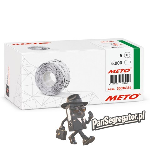 Etykiety cenowe w rolce do metkownicy dwurzędowej, 26x16 mm, (6 sztuk) białe faliste, trwały klej METO M30014334