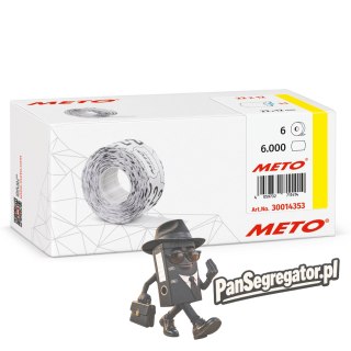 Etykiety cenowe w rolce do metkownicy jednorzędowej 22x12 mm, (6 sztuk) białe faliste, trwały klej, odporne na mróz METO M300143