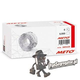 Etykiety cenowe w rolce do metkownicy jednorzędowej, 26x12 mm, (6 sztuk) białe faliste, trwały klej, odporne na mróz METO M30014