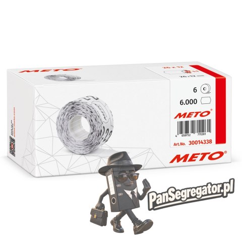 Etykiety cenowe w rolce do metkownicy jednorzędowej 26x12 mm, (6 sztuk) biełe faliste, trwały klej METO M30014338