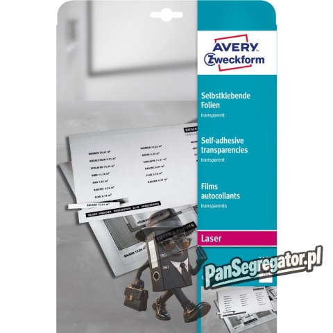 Folie samoprzylepne A4 0.13mm (25 ark) przezroczyste LASER 3482 AVERY ZWECKFORM