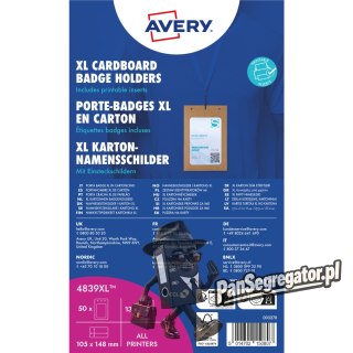Holder na identyfikatory A6 tekturowe 105x148mm (50 sztuk+52 wkłady) 4839XL AVERY