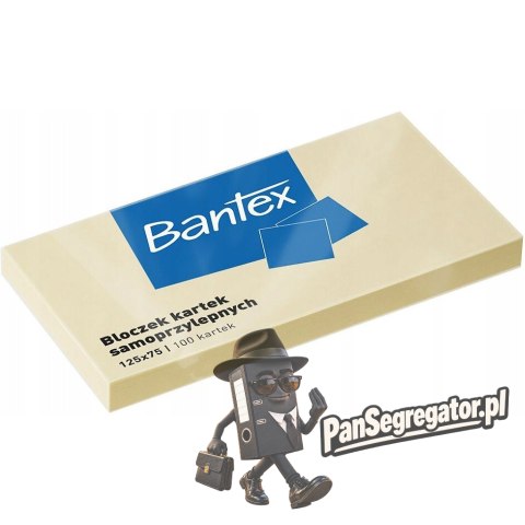 Karteczki samoprzylepne bloczek 125x75mm 100 kartek żółty 400086388 BANTEX
