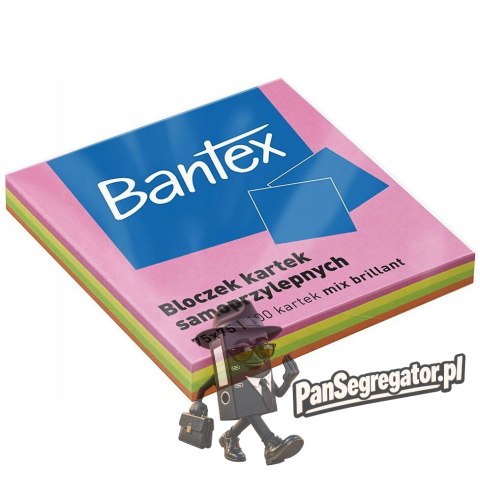 Karteczki samoprzylepne bloczek 75x75mm 100 kartek kolorowe 400086389 BANTEX