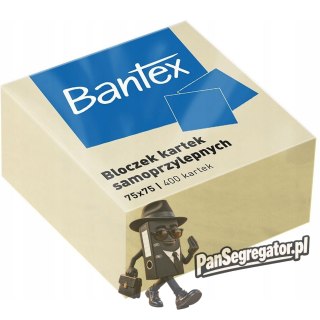 Karteczki samoprzylepne bloczek 75x75mm 400 kartek żółty 400086401 BANTEX