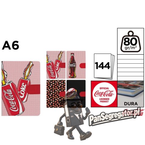 Notatnik A6 144k. linia napoje COCA-COLA mix wzorów CC021 MP Poland