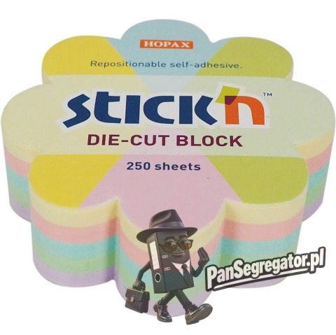 Notes STICK`N 67x67mm KWIATEK MIX 5 KOL. PASTELOWYCH, 250 kartek 21832