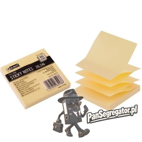 Notes samoprzylepny 75x75mm żółty ZIG-ZAG 009233 D.RECT