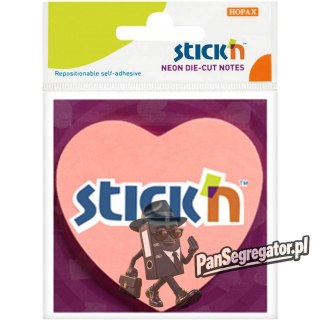 Notes samoprzylepny 76x76 Różowe Serce STICK`N 50kartek 21448