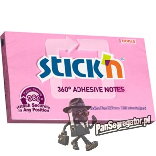 Notes samoprzylepny STICK`N 127x76mm, 360st. 100k Różowy 21558
