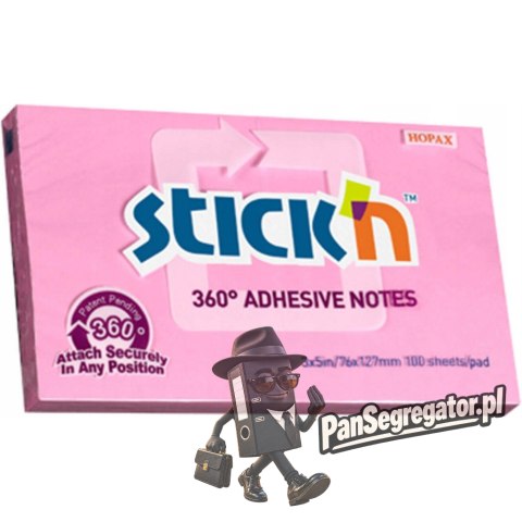 Notes samoprzylepny STICK`N 127x76mm, 360st. 100k Różowy 21558