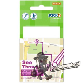 Przezroczysty notes samoprzylepny STICK`N 51x76mm 50k. 21708