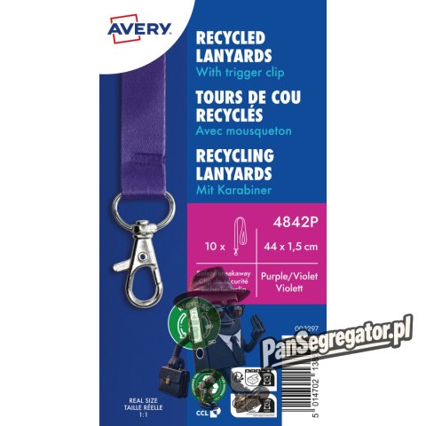 Smycz z karabińczykiem (10 sztuk) 440x15mm fiolet 4842P AVERY