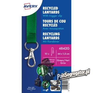 Smycz z karabińczykiem (10 sztuk) 440x15mm zielona 4842G AVERY