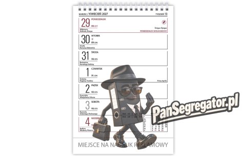Kalendarz biurowy MERKURY H5 stojący pionowy 152x225mm 2027 TELEGRAPH