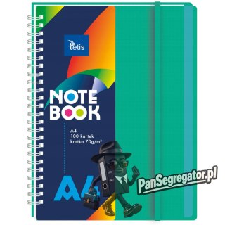 Kołonotanik A4 100k kratka okładka PP zielona 70g. KB060-ZKA4 TETIS