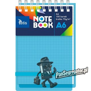 Kołonotanik A6 100k kratka okładka PP niebieska 70g. KB060-NKA6 TETIS