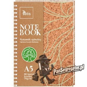 Kołonotatnik A5 80k kratka oprawa korkowa 70g. KB050-KA5 TETIS