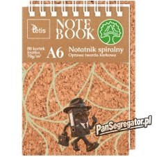 Kołonotatnik A6 80k kratka oprawa korkowa 70g KB050-KA6 TETIS