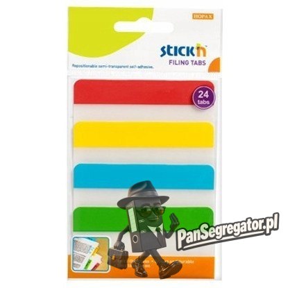Przekładki indeksujące przeźroczyste 38x76mm 4 kolory 21609 STICK'N