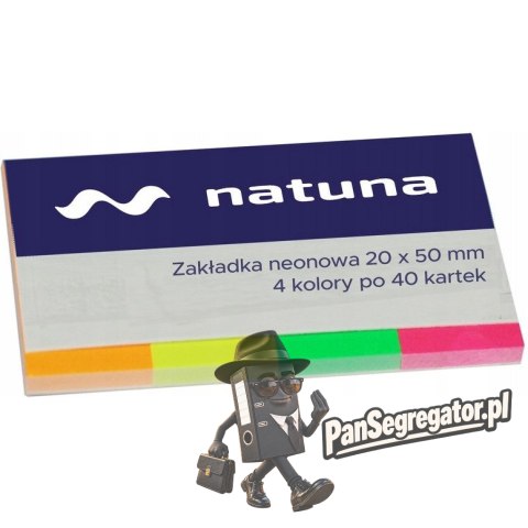 Zakładka indeksująca 20x50mm 4x40k neonowa NATUNA (NSP20/50/N/D)