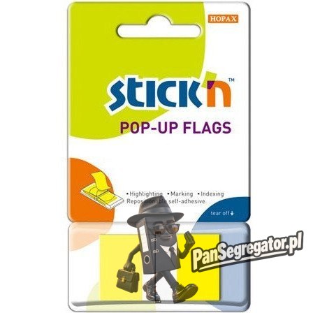 Zakładki indeksujące 45x25mm w podajniku żółte 50szt STICK`N 26022
