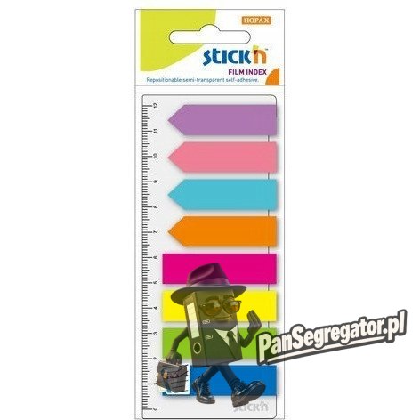 Zakładki indeksujące neon 8x25szt(Paski+Strzałki)+linijka 21346 STICK`N