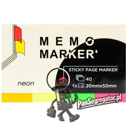 Zakładki indeksujące neonowe 4x20x50mm 4 kolory 40kart. NATUNA