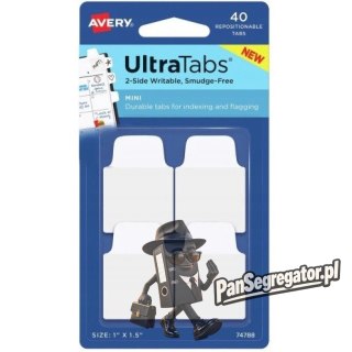 Zakładki indeksujące samoprzylepne 25,4x38,1mm przezroczyste z białą zakładką Ultra Tabs 74788 AVERY ZWECKFORM