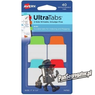 Zakładki indeksujące samoprzylepne 25,4x38,1mm przezroczyste z kolorową zakładką Ultra Tabs 74760 AVERY ZWECKFORM