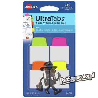 Zakładki indeksujące samoprzylepne 25,4x38,1mm przezroczyste z neonową zakładką Ultra Tabs 74759 AVERY ZWECKFORM