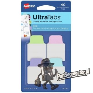 Zakładki indeksujące samoprzylepne 25,4x38,1mm przezroczyste z pastelową zakładką Ultra Tabs 74761 AVERY ZWECKFORM