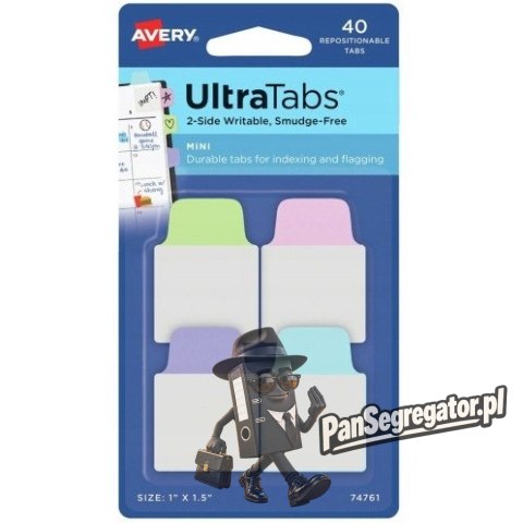 Zakładki indeksujące samoprzylepne 25,4x38,1mm przezroczyste z pastelową zakładką Ultra Tabs 74761 AVERY ZWECKFORM