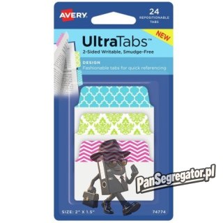 Zakładki indeksujące samoprzylepne 50,8x38,1mm kolorowe z wzorem Ultra Tabs 74774 AVERY ZWECKFORM