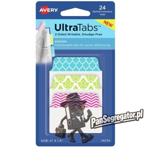 Zakładki indeksujące samoprzylepne 50,8x38,1mm kolorowe z wzorem Ultra Tabs 74774 AVERY ZWECKFORM