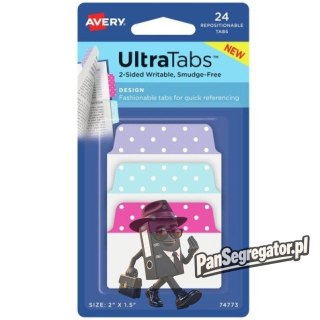 Zakładki indeksujące samoprzylepne 50,8x38,1mm kolorowe z wzorem kropki Ultra Tabs 74773 AVERY ZWECKFORM