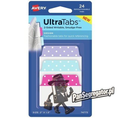 Zakładki indeksujące samoprzylepne 50,8x38,1mm kolorowe z wzorem kropki Ultra Tabs 74773 AVERY ZWECKFORM