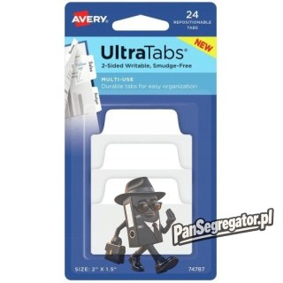 Zakładki indeksujące samoprzylepne 50,8x38,1mm przezroczyste z białą zakładką Ultra Tabs 74787 AVERY ZWECKFORM