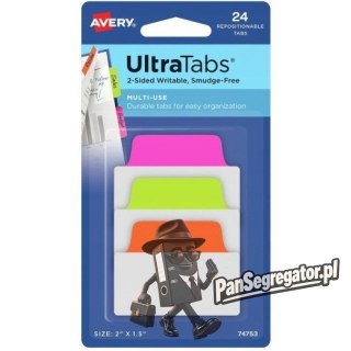 Zakładki indeksujące samoprzylepne 50,8x38,1mm przezroczyste z neonową zakładką Ultra Tabs 74753 AVERY ZWECKFORM