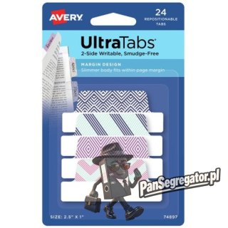 Zakładki indeksujące samoprzylepne 63,5x25,4mm kolorowe z wzorem Ultra Tabs 74897 AVERY ZWECKFORM
