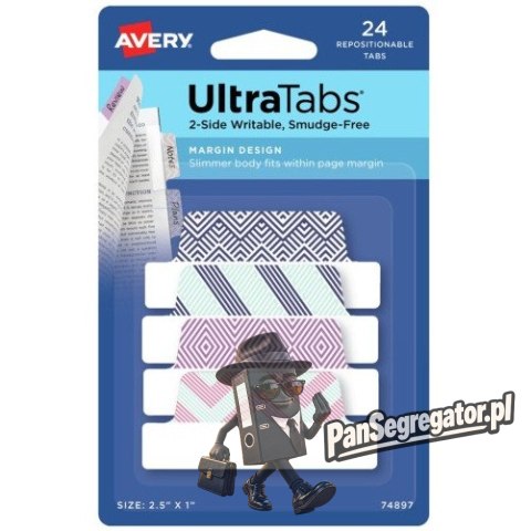 Zakładki indeksujące samoprzylepne 63,5x25,4mm kolorowe z wzorem Ultra Tabs 74897 AVERY ZWECKFORM