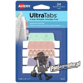 Zakładki indeksujące samoprzylepne 63,5x25,4mm kolorowe ze wzorem Ultra Tabs 30123 AVERY ZWECKFORM