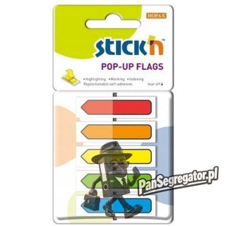 Zakładki indeksujące w podajniku, 45x12mm z nadrukiem - strzałka (150sztuk) 26003 STICK`N