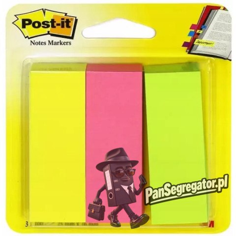 Znaczniki samoprzylepne POST-IT 26x76mm 671/3 neonowe 3x100 3M