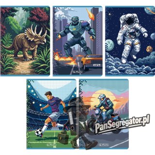 Zeszyt A5 16k linia podwójna kolorowa PIXEL FUN chłopięcy 400207498 HERLITZ