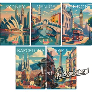 Zeszyt szkolny A5 60 kartek w linie 70g RETRO CITY 400196846 HERLITZ