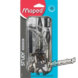 Cyrkiel MAPED STUDY w zestawie 10 elementów - metalowe etui 019409