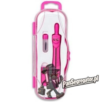 Cyrkiel szkolny z grafitem 2mm ( grafity +temperówka) PC-101 różowy w etui TT7631 PENMATE